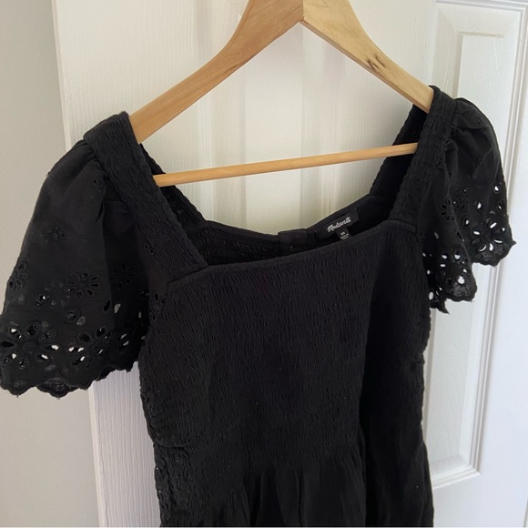 Madewell Eyelet-Sleeve Lucie Smocked Peplum Top - Picture 4 of 6
